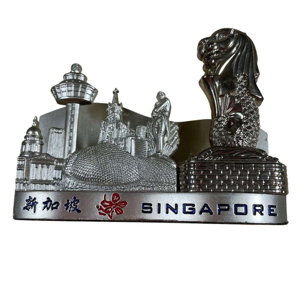 Singapore Business Card / Napkin Holder Silver Excellent Used Condition